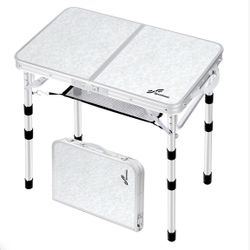 Sportneer Camping Table: Adjustable Height Small Folding Table 23.6" L x 15.7" W 4 Height with Mesh Layer