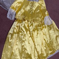 New large kids girls yellow Victorian vintage renaissance princess dress costume