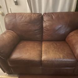 Real Leather Love Seat And Chair 