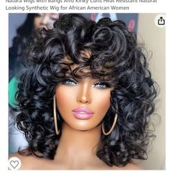 Fake Wig With Earrings 