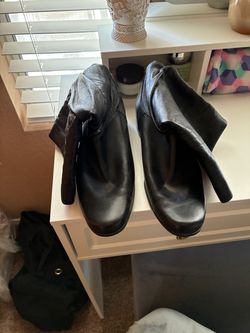 Black Leather Low Heel Shin or Ankle Boots