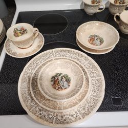 22k Gold Victorian Age Sebring Pottery Chantilly dinnerware