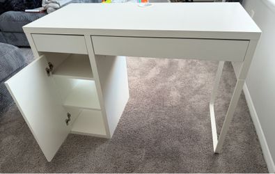 White IKEA computer desk
