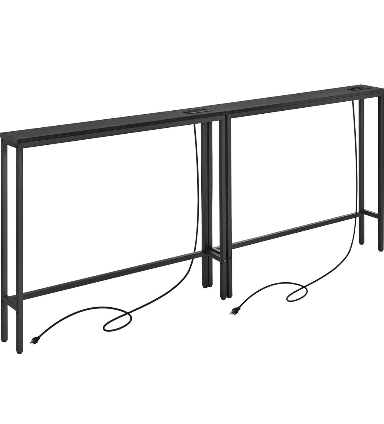 Console Table With 2 Charging Station Black [NEW]