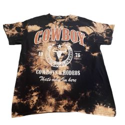 Cowboy Shirt Men Medium Tie Dye Rodeo Western Outdoors Lightweight Crew Neck Tee