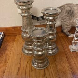 Mercury Glass Candle Holders 