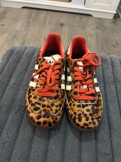 Adidas Samba OG Leopard Print Pony Hair Orange Laces Women’s Sneakers - Like New