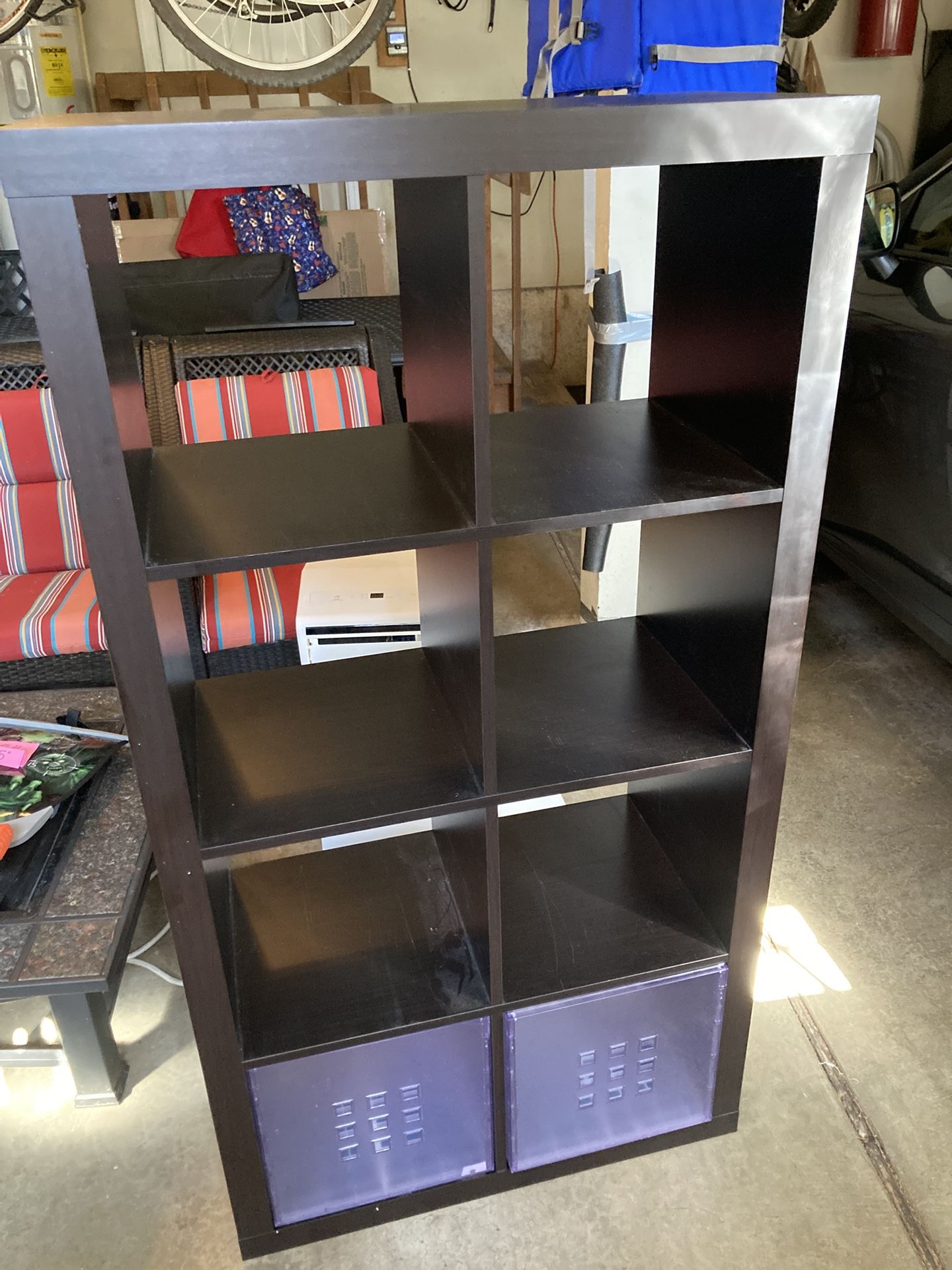 Black Bookcase With Pull-out Drawers