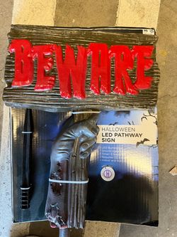 Halloween LED Beware Pathway Sign