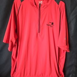 Adidas Climaproof Men's Short Sleeve Golf Wind Jacket Red 1/4 Zip Pullover 2XL