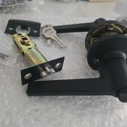 Matte Black Door Handle , Key