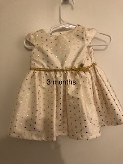 Baby girl clothes 3 months baby dress gold