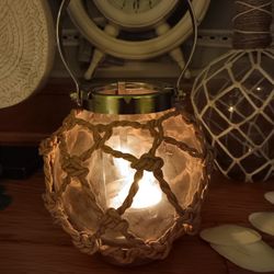 Rope Wrapped, Glass Candle Holder