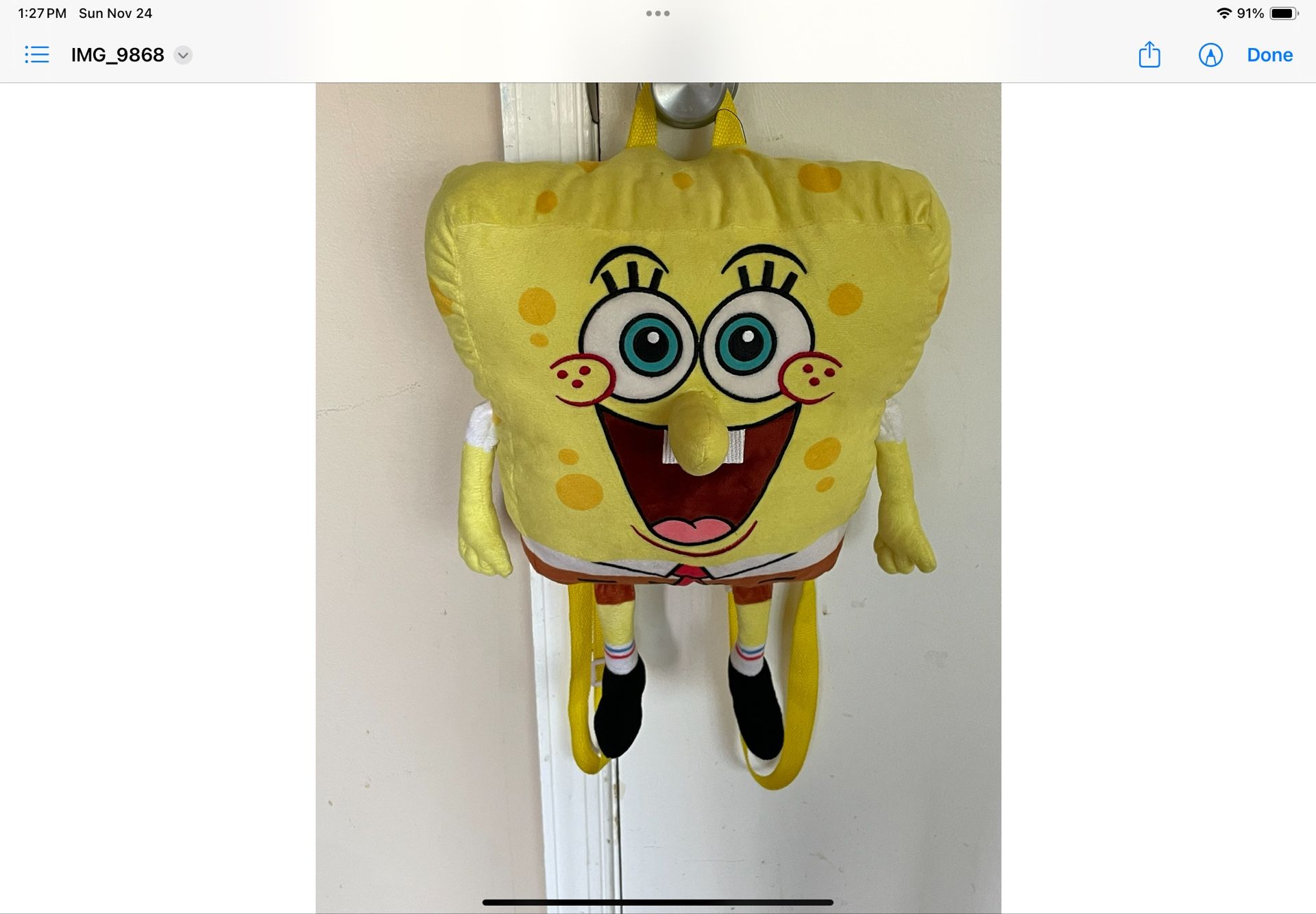 Sponge Bob Square Pants Plush Pillow/Backpack
