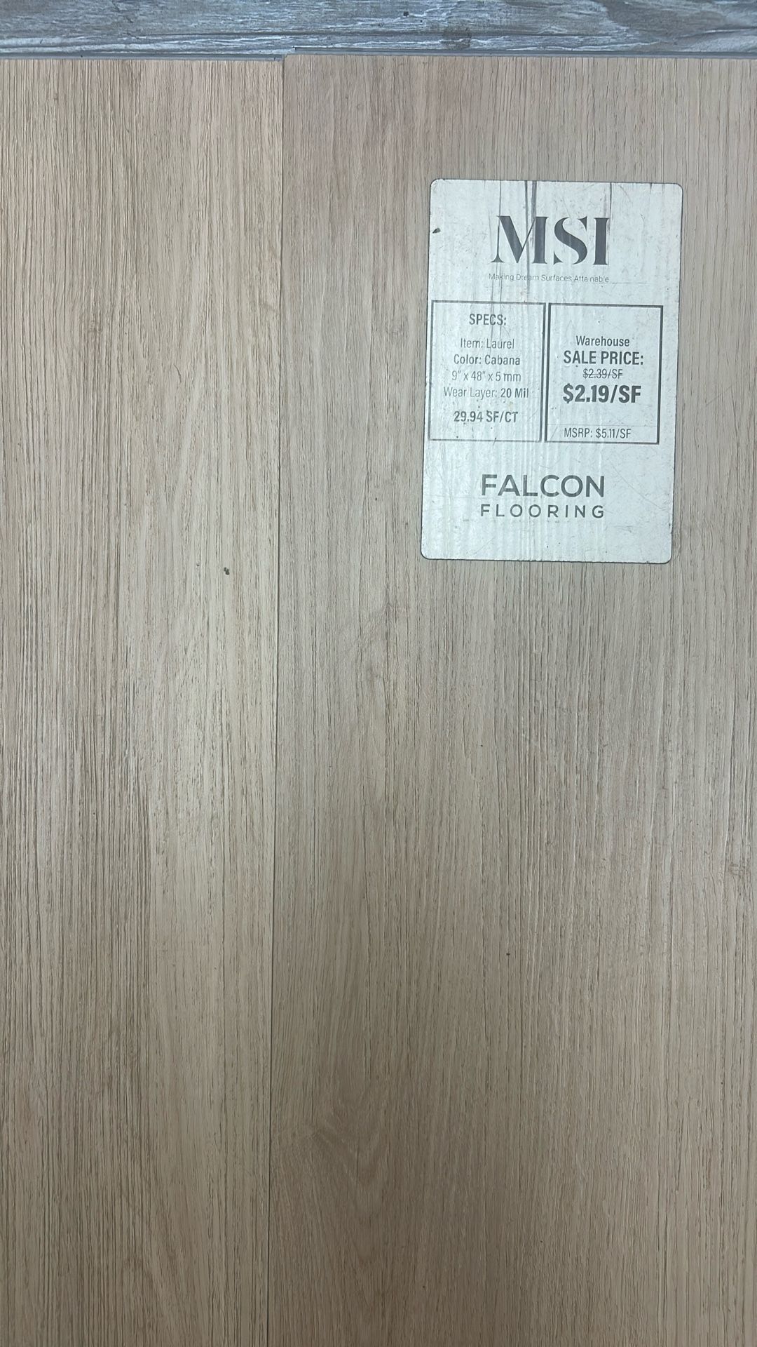 $2.19/SF 100% Waterproof Luxury Vinyl Plank Flooring