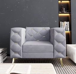 Set Of 2 Velvet Upholstered Couch with Square Arms and Tufted Back