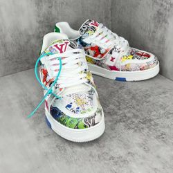 Louis Vuitton Blue LV Trainer Crystals Sneaker