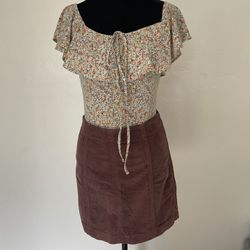 Little Black Bodysuit Floral Ruffle Off-the-Shoulder Top - Size S