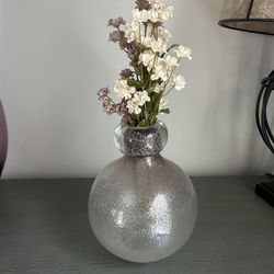 Raymour & Flanigan Textured Glass Vase – Purple Tint (8–9”)
