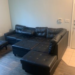 Black Leather Couch 