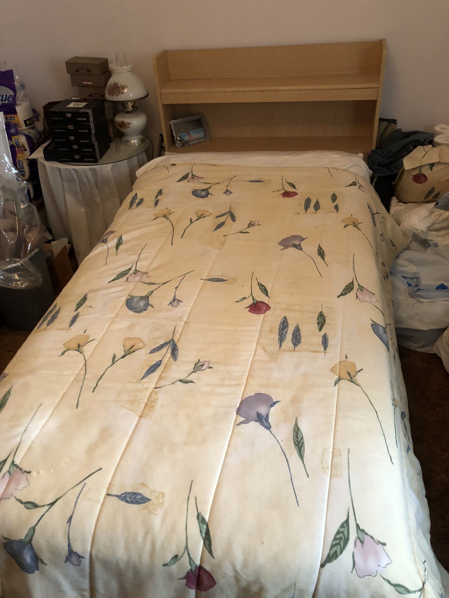 Twin Bed Complete With Bookcase Headboard And Storage Drawers