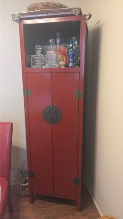 Red Chinese liquor Cabinet
