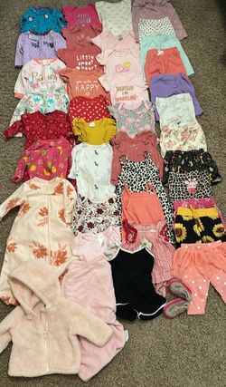 (Negotiable): 42 pieces of clothing  for a 0-3 month old baby girl