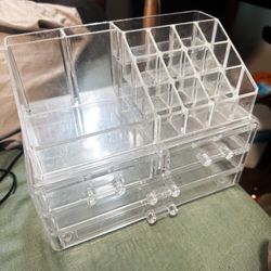 Acrylic Makeup Organizer with 4 Drawers and Removable Top Lipstick Holder