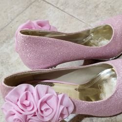 Glittery Pink Shoes With Bling Heels