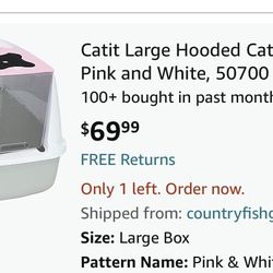 Catit Large Hooded Cat Litter Box, Pink and White, 50700 2 Avalable Shipping and Local Pick Up Brand New Open Box Original retail $70 We are selling f