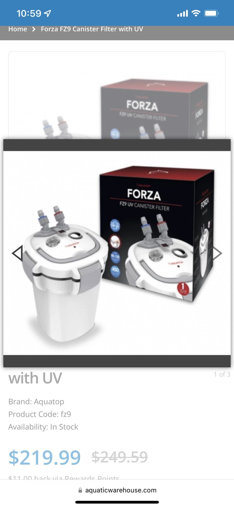 Forza FZ9 Canister Filter with UV