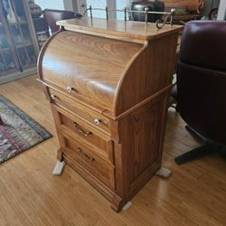 Oak Barrel Desk/Secretary