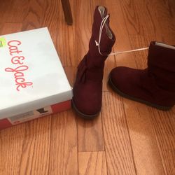 Burgundy Girls Size 8 Boots (New In Box)