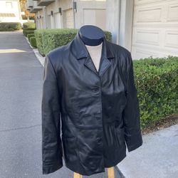 Ladies Genuine Leather Jacket, Black, XL