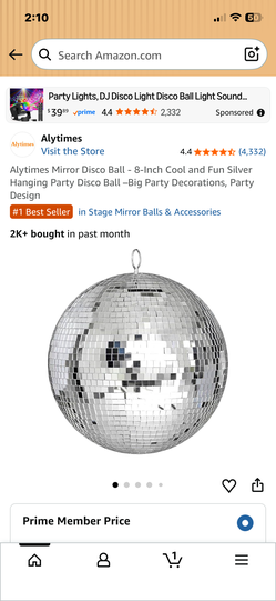 Disco ball                    12 dollars