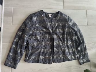 Chico’s Sequined Gray Evening Women’s Blazer / Cardigan Size 3 - XL /16