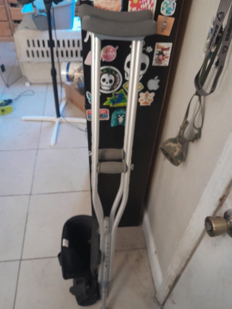 Crutches And Ortho Boot