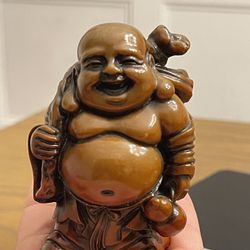 China  Collect  BROWN RESIN Laughing Buddha Happy Figurine 3 ” tall