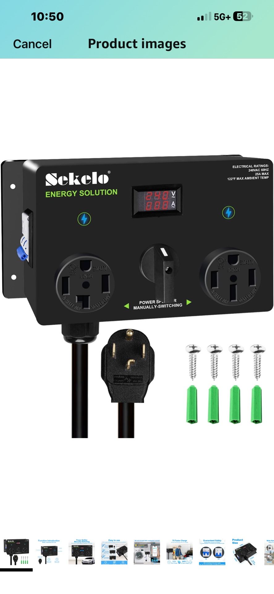 Brand: Sekelo 4.4 4.4 out of 5 stars (83) Manual EV Charging Switch for Dryer & EV, NEMA 14-30P to 14-30R & 14-50R, 240V, 24A 5.76kW Max Power Splitte