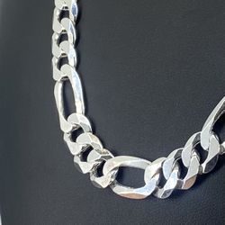 925 Silver Necklace 26” Flat Figaro 8.6mm 46.8grams 144798 13