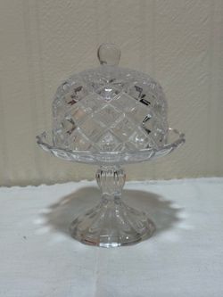 Fifth Avenue Muirfield Cut Crystal Dessert Set Domed Pedestal Dish/Butter Dish