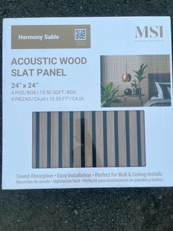 MSI Harmony Sable Brown Wood Slat Acoustic Wall Panels - New