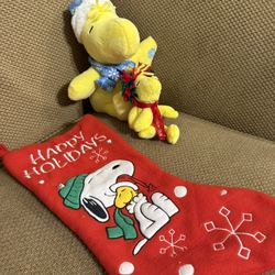 PEANUTS Woodstock Snoopy Christmas Stocking & Plushies  