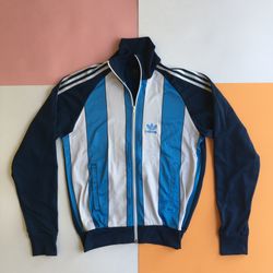 Adidas Old school Zip Up Jacket Men’s Large Argentina Colors Blue Soccer Windbreaker