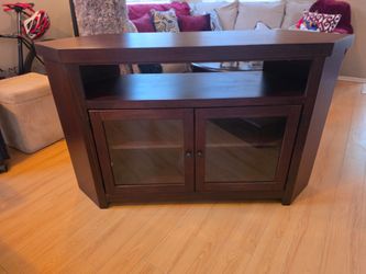 Dark Brown With Red Undertone Wood TV Stand