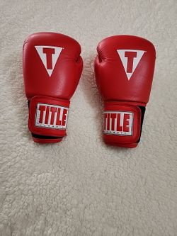 TITLE BOXING Classic Red Gloves. Adult Size, Genuine Leather Padded Gloves