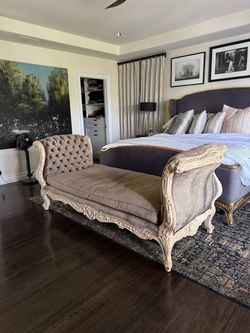 Vintage French Louis XV Style Carved Wood Chaise Lounge $700 OBO