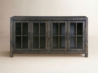 Wood Buffet / Sideboard Storage Cabinet with Glass Doors
