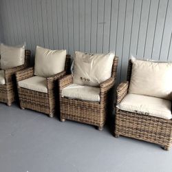 4 outdoor patio woven club chairs