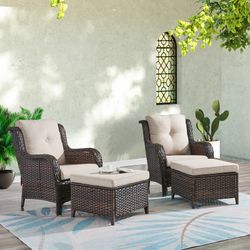 Patio Chair with Cushions and Ottoman